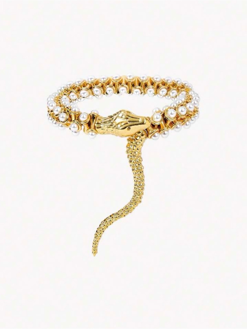 Luxury Snake Pearl Cuff Wrap Boho Glam Bracelet - Picture 6 of 6